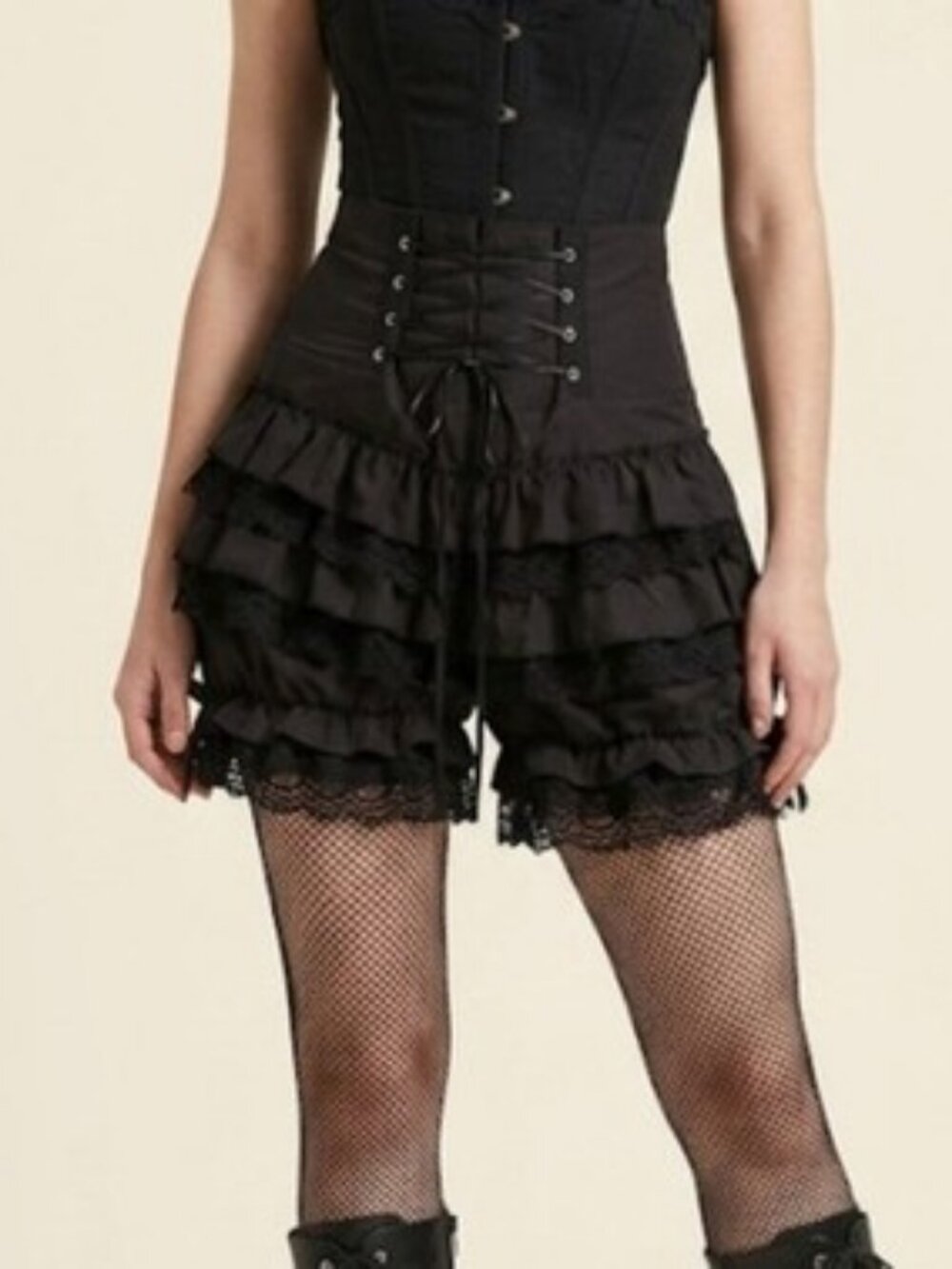 Women's Black Bloomer Shorts Ruffled Lace Small Lolita Steampunk